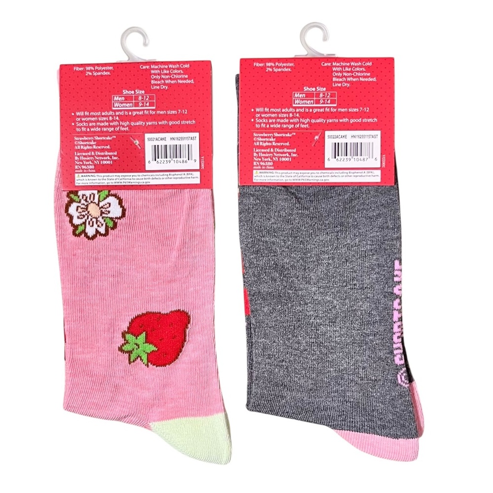 Strawberry Shortcake Crew Socks Set of 2 New - Picture 2 of 2